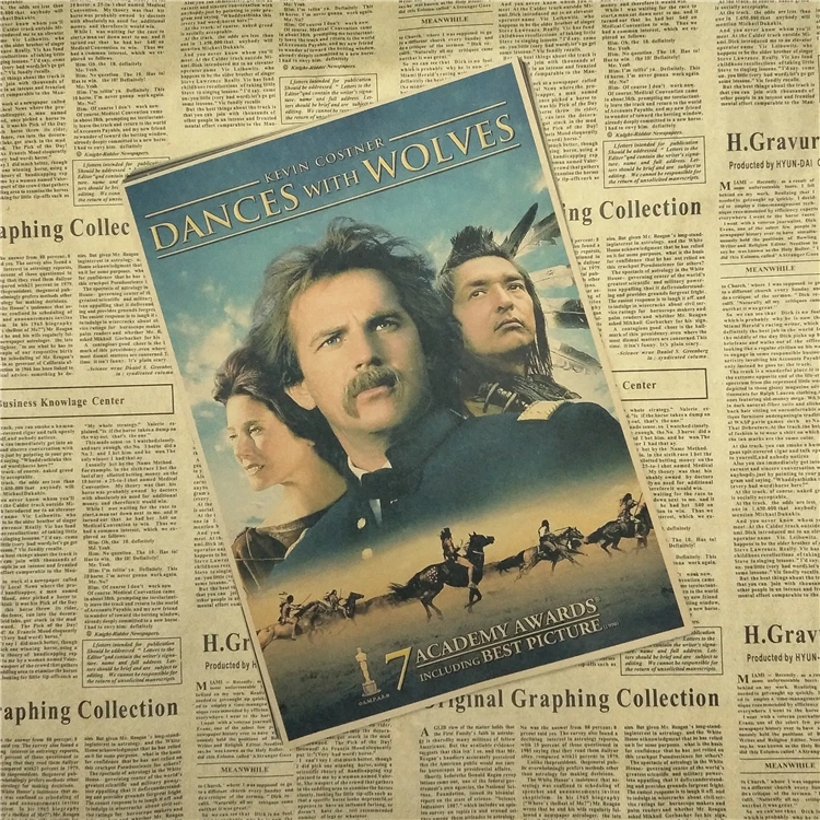 Танцы с волками классический фильм крафт-бумага Плакат Бар Кафе гостиная