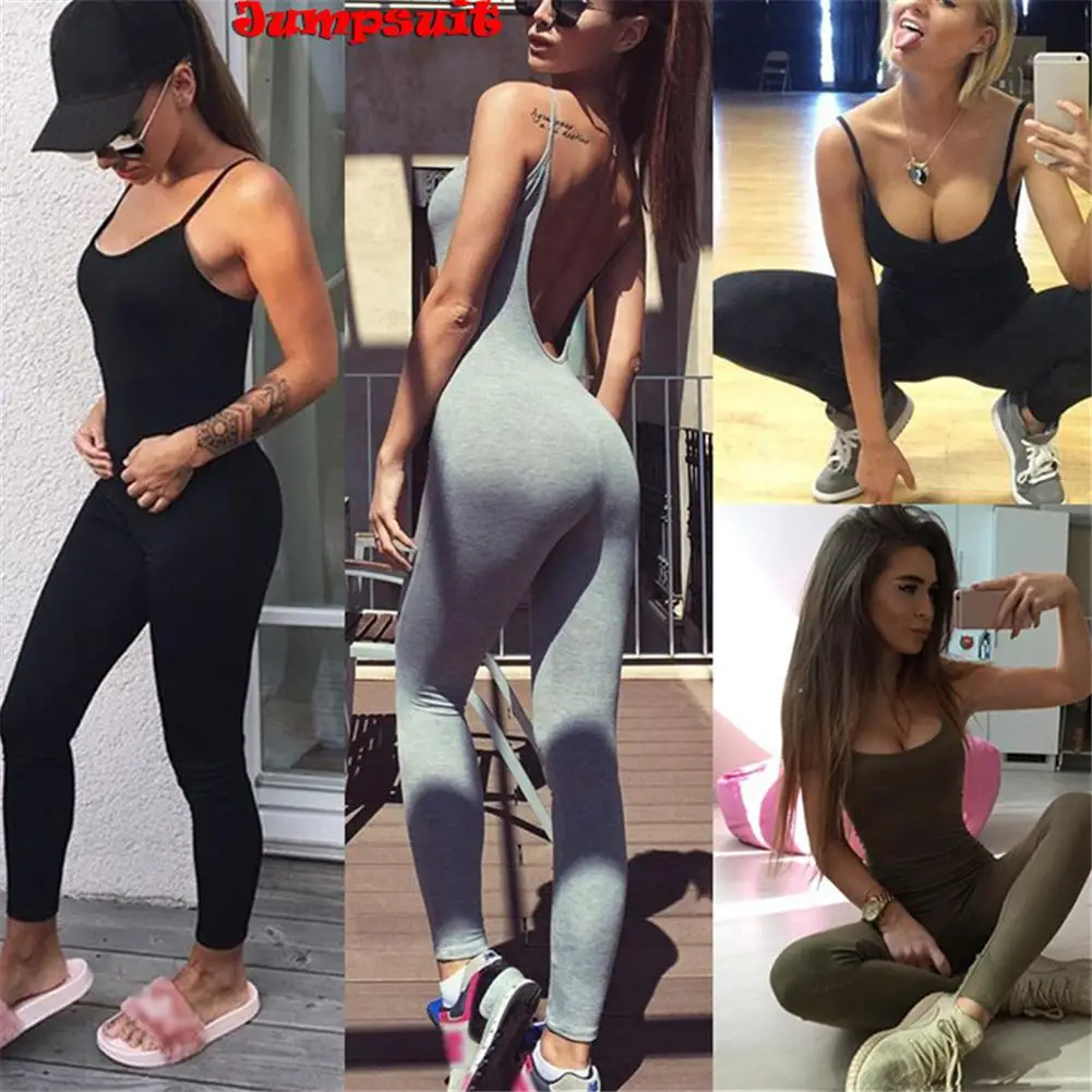 Женский спортивный комбинезон для йоги с открытой спиной и лямкой на шее