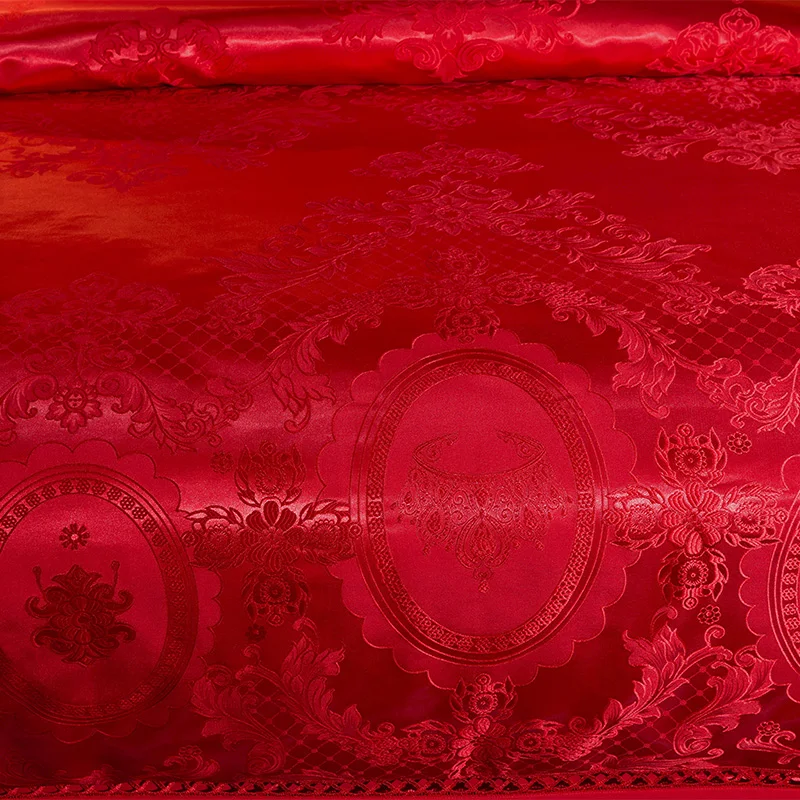 Роскошные жаккардовые Сатин пододеяльник устанавливает Король queen Размер 4 шт вышитые постельных принадлежностей шелка хлопчатобумажное постельное белье наволочки