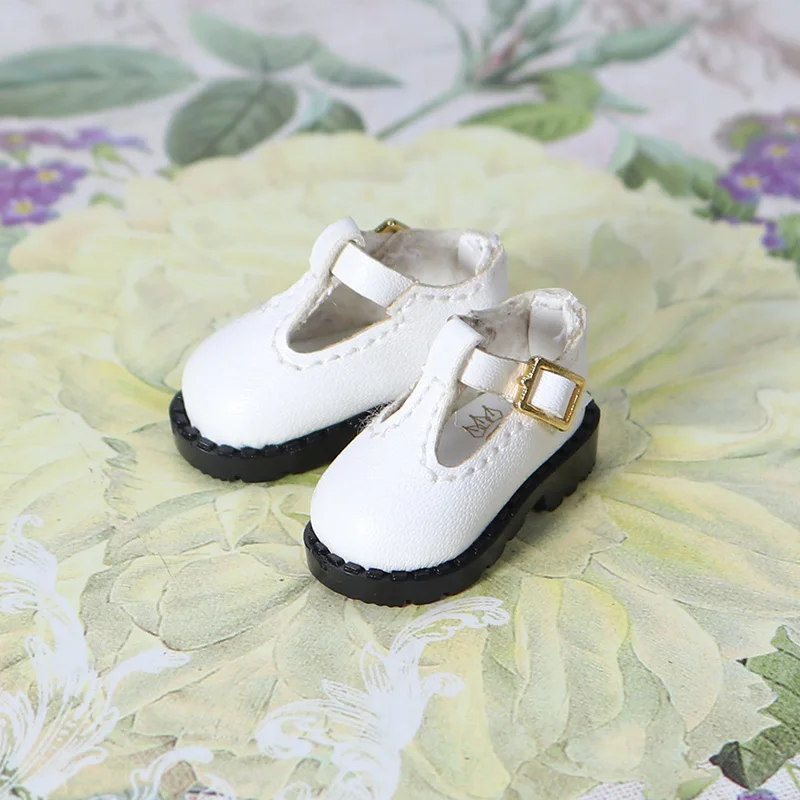 White Shoes for 1/6 Blyth doll cute leather shoes 3.3cm in six colors suitable for JOINT body Free shipping - Цвет: White