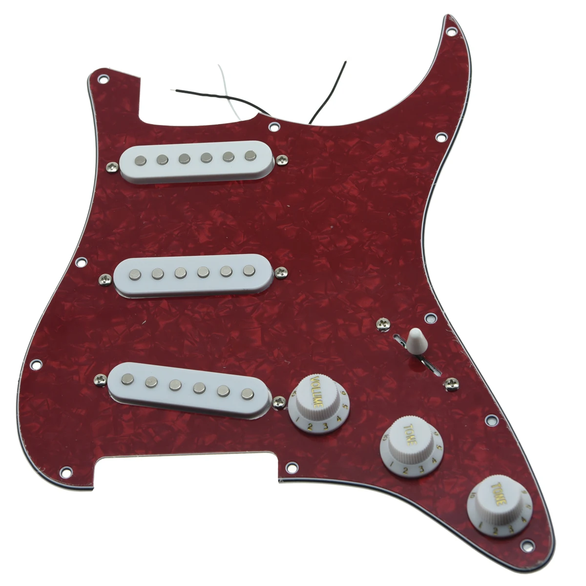KAISH различные загруженные Strat SSS Pickguard Prewired ST Strat Pickguard с звукоснимателями подходит для крыла - Цвет: Red Pearl-WH