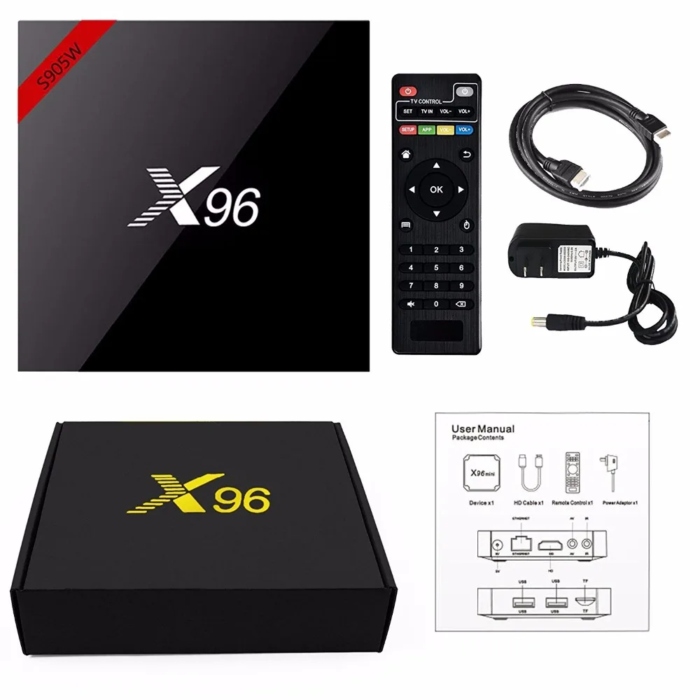 2018 X96 Android 7 1 ТВ приставка WiFi S905W android 2 Гб ram четырехъядерный 4K медиаплеер X 96