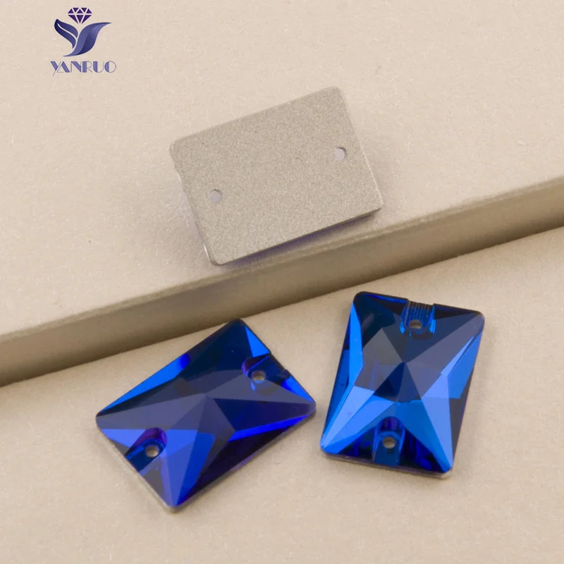 YANRUO 3250 прямоугольные Капри синие пришитые Стразы для шитья платья стеклянные