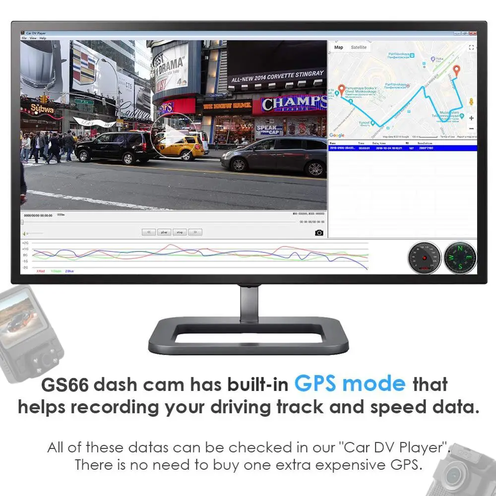 Conkim новый Wifi видеорегистратор GS66 Автомобильный с GPS двойным объективом 1080P Full HD