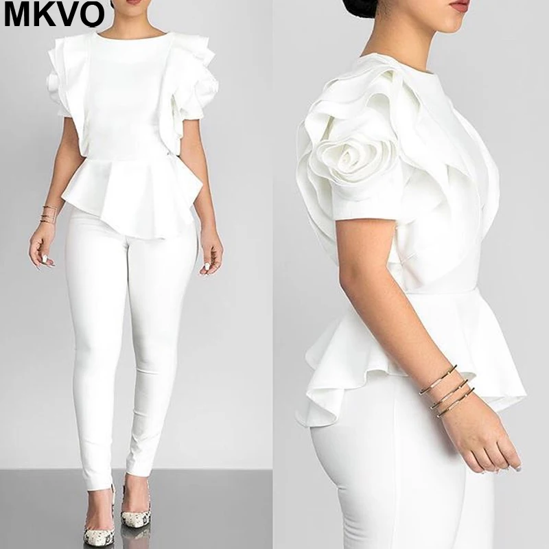 Элегантный женский летний топ с оборками на Подоле и коротким рукавом модная