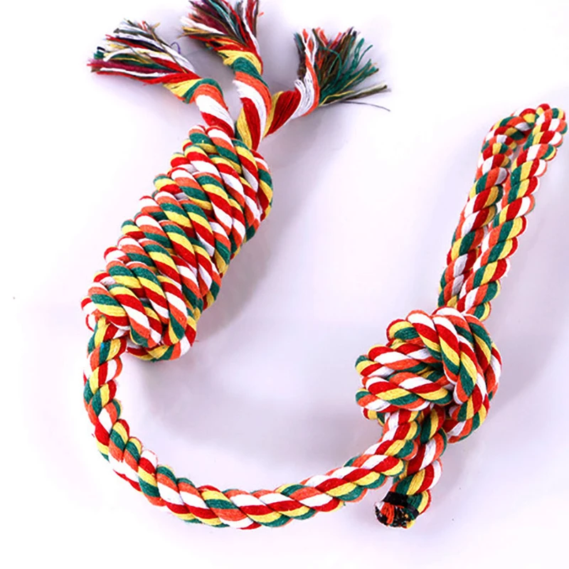 

1pcs Pet Dog Toy Pet accessories Colorful color Double Knot Cotton Rope Woven Bone-Shaped small dogs Chewing Toy Clean Teeth Toy