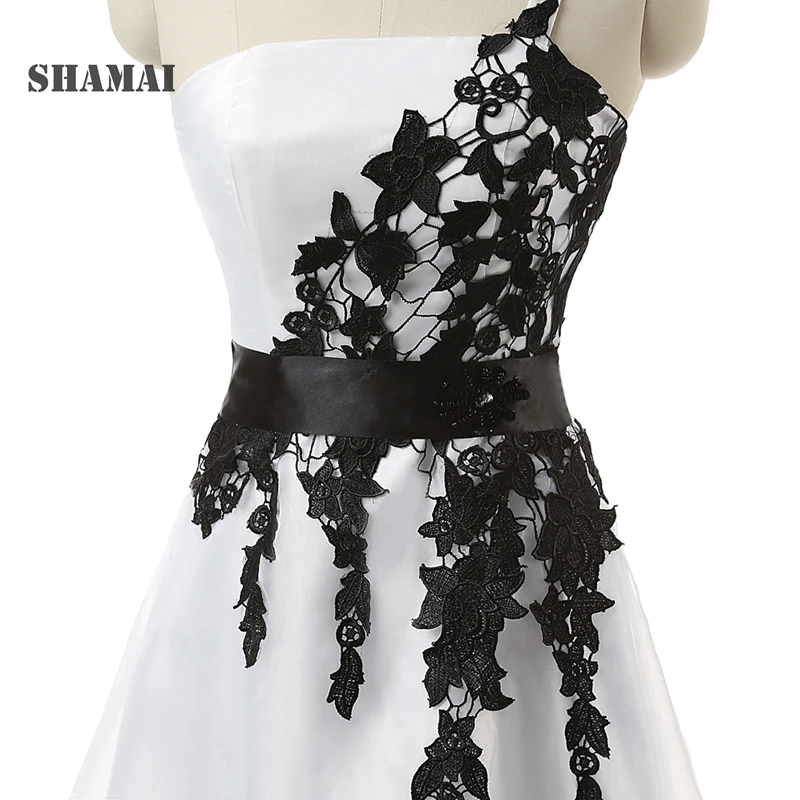 

SHAMAI One Shoulder Bridesmaid Dresses White Wedding Party Dresses Short Formal Bridesmaids Formal Dress Vestidos Real Photo