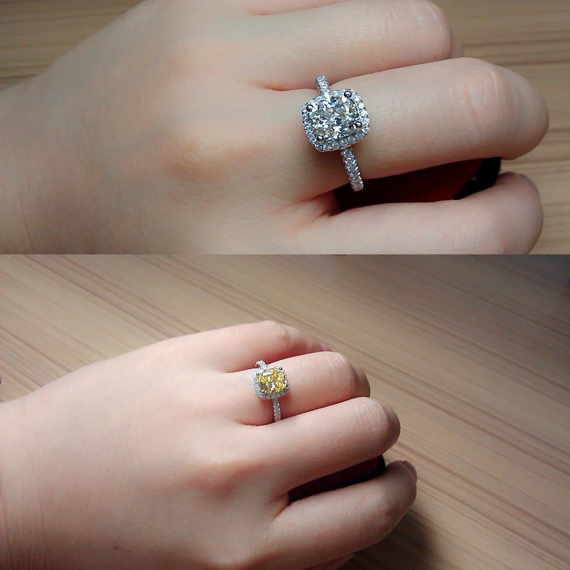 Женское кольцо для помолвки COLORFISH желтое из стерлингового серебра 925 пробы с