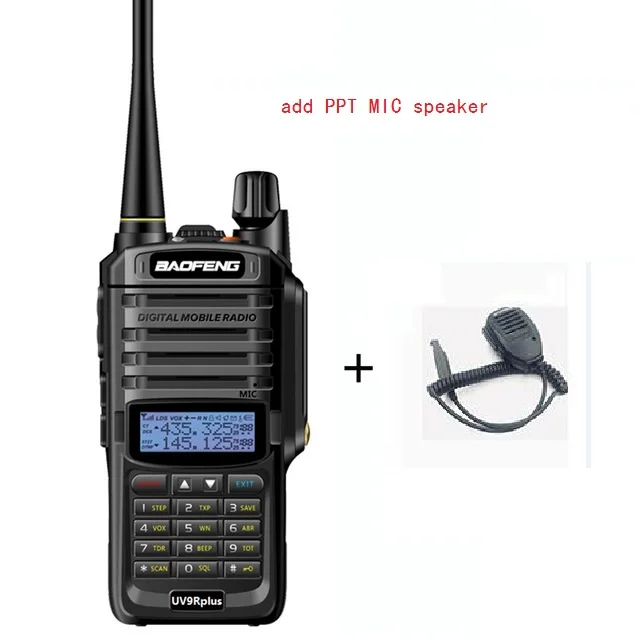 add PPT MIC speaker Высокая мощность 10 Вт Baofeng UV 9R plus Водонепроницаемая рация двухстороннее радио дальность 10-15 км 4500 мАч boafeng uv 9r плюс рация - Цвет: add PPT MIC speaker