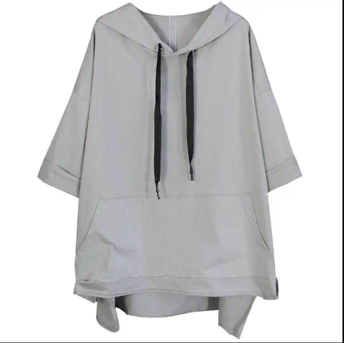 Женские весенне-летние топы, 5XL, женская одежда больших размеров, Свободная Женская одежда с коротким рукавом, свободная длинная Кепка, Длинные рубашки с рукавами «летучая мышь», пальто