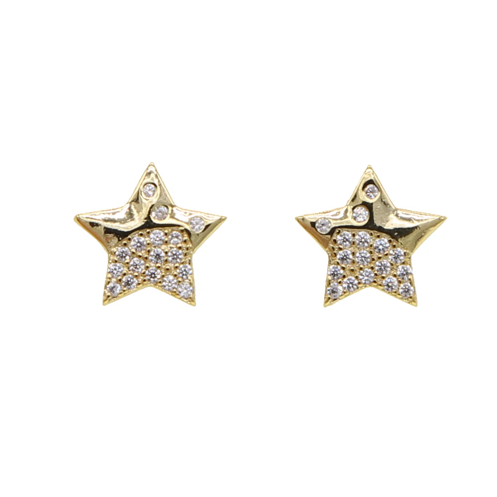 

cz paved five pointed stat stud earring for young girls women gold filled chic boho fine mini star stud jewelry