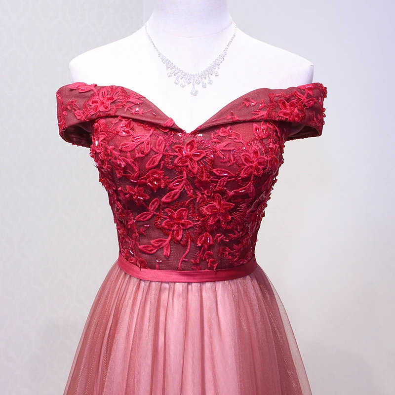 SSYFashion, новинка, винно-красное кружевное вечернее платье, для невесты, банкета, милое, вырез лодочкой, длина до пола, кружевное, вечерние, торжественное платье на заказ
