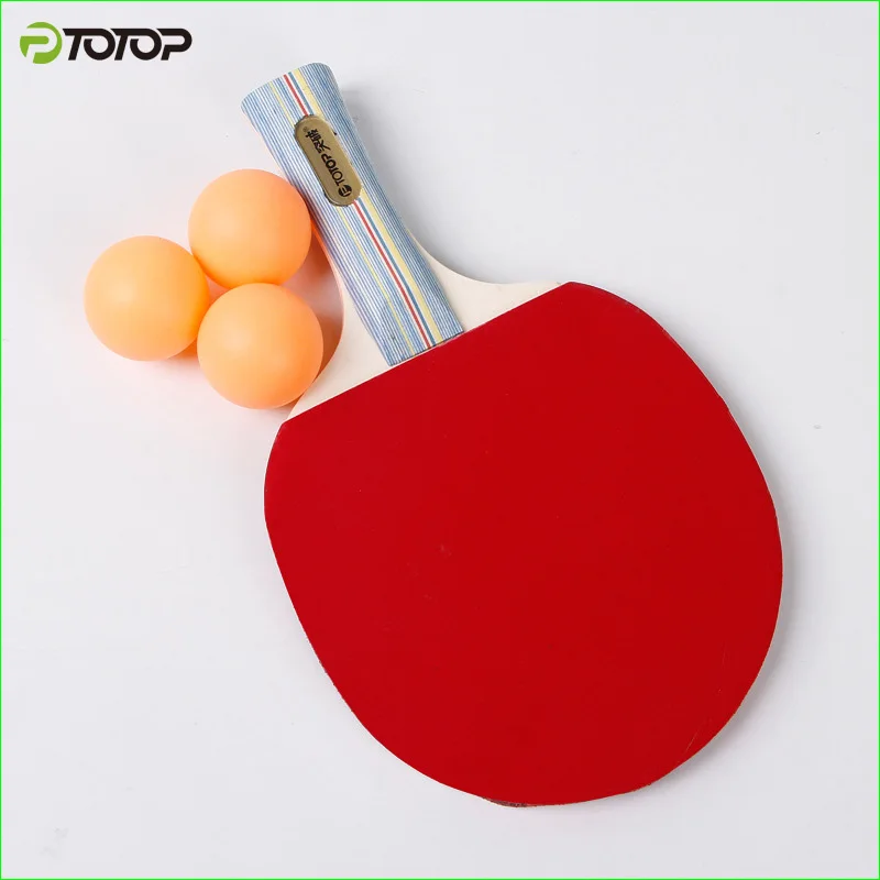 PTOTOP Table Tennis Racket Two Long/Short Handle Ddouble Pimples-in Rubber Pingpong Rackets and Three Balls | Спорт и развлечения