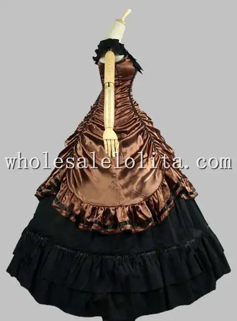 Southern Belle Civil War коричневое и черное платье для периода бальное костюм