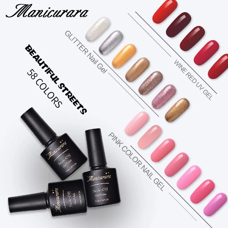 Manicurara Nude розовый красный УФ гель для ногтей блестит Гель лак Полупостоянный