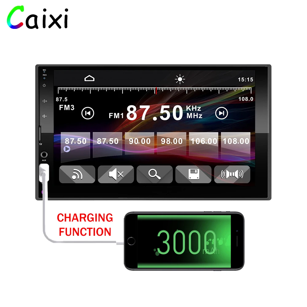 2 DIN 7 дюймов Android и Iphone Зеркало Ссылка автомобильный мультимедийный плеер Bluetooth FM