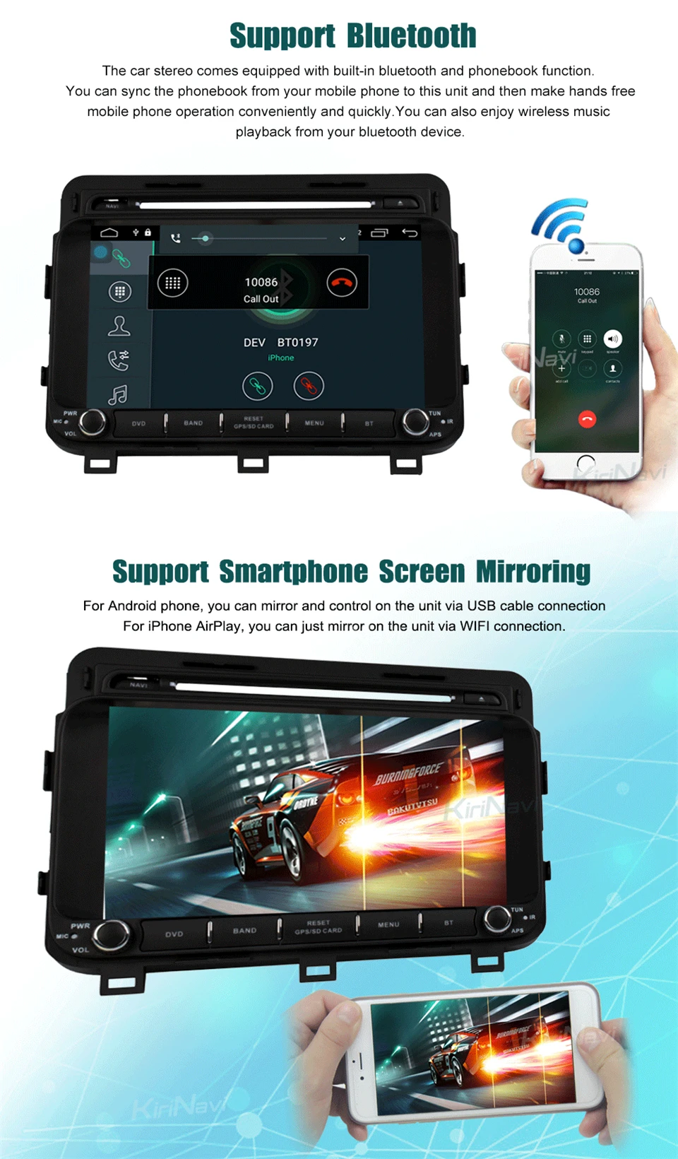 KiriNavi Восьмиядерный 4G ПУСТЬ android 7 автомобильный радиоприемник для Kia Optima K5 навигация- поддержка 4K видео 4G