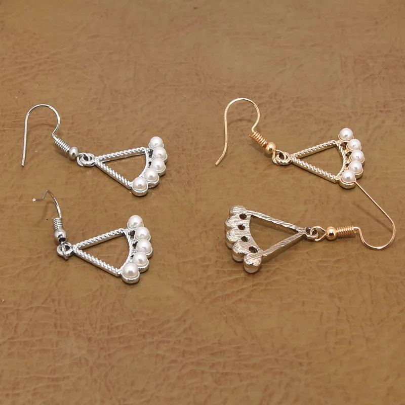 2019 Hot Sale Exquisite Small Hollow Geometric Triangle Sector Statement Pearl Drop Earrings for Women Jewelry Brincos Oorbellen | Украшения