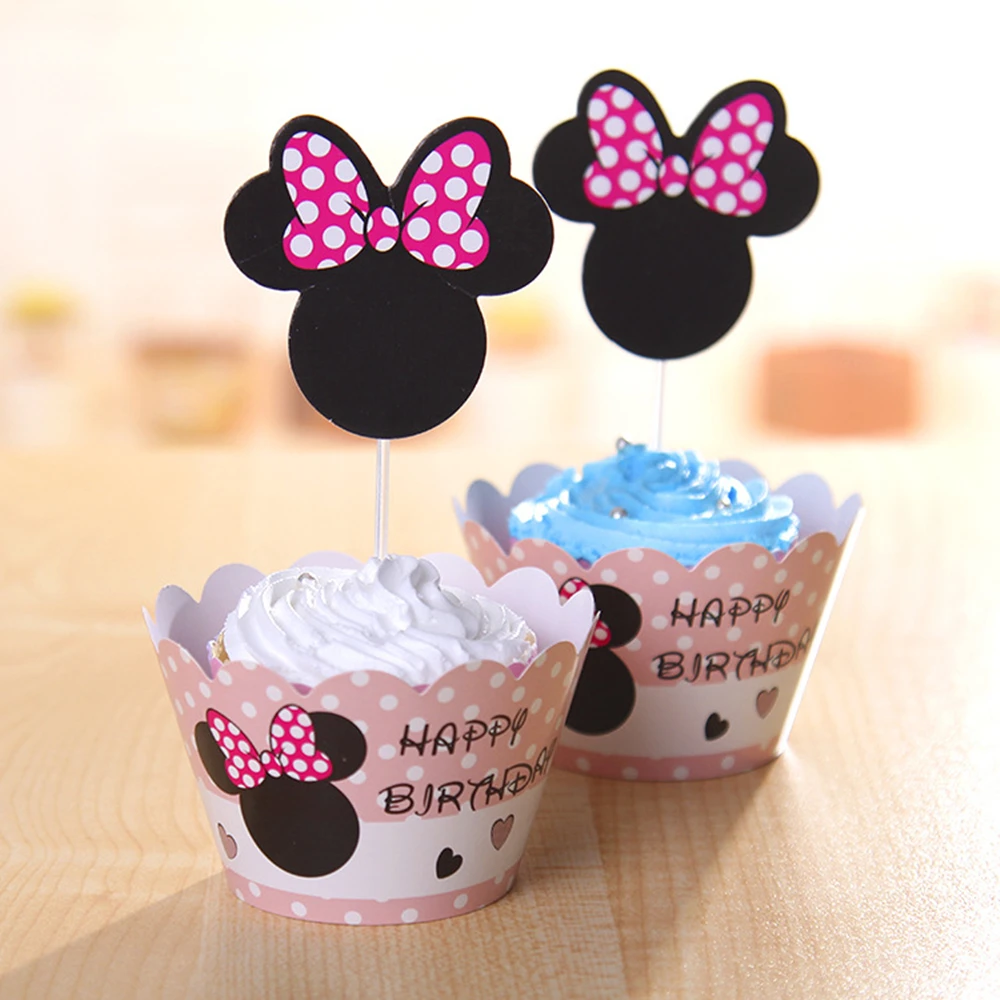 24 шт./партия новая серия Минни бумажная Форма для пирога комплект с краями