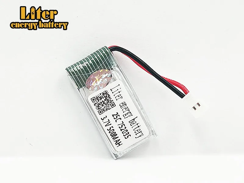3 7 V 500mAh 752035 25C Lipo батарея для Hubsan X4 H107 H107L H107D JD385 JD388 RC вертолет Квадрокоптер |