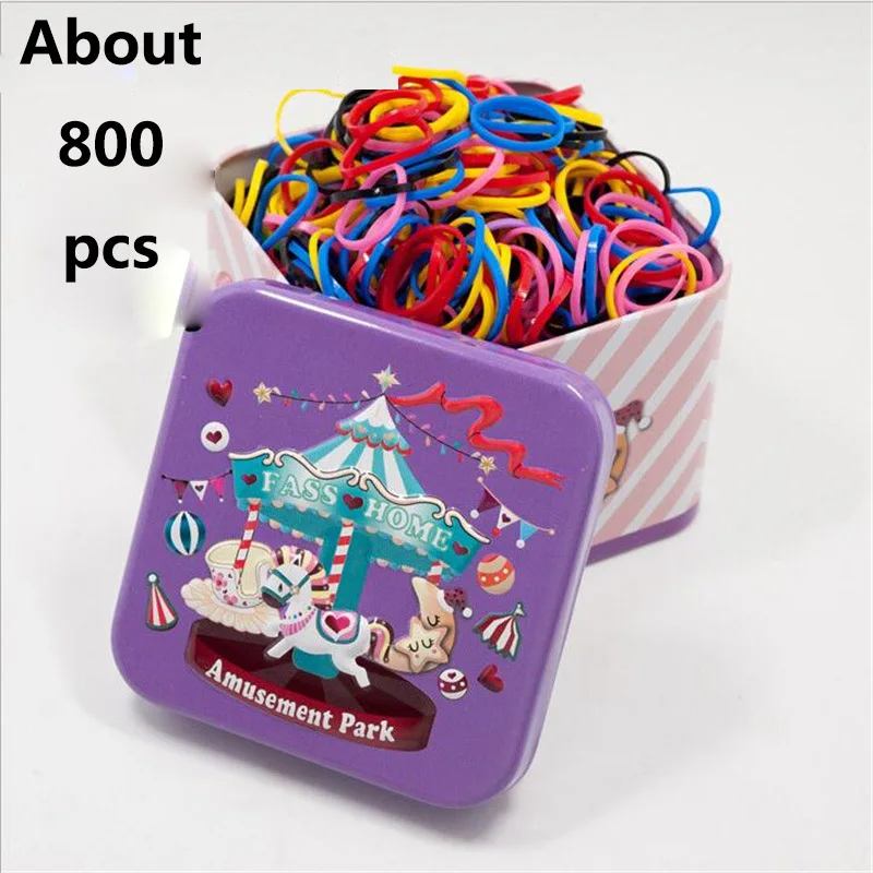 horse multi 800 шт./компл. и девочек аксессуары для волос резинки для волос, подарочная упаковка, повязка на голову, Kawaii повязка на голову, ярких цветов, с рисунком из мультфильма; резинок - Цвет: horse multi