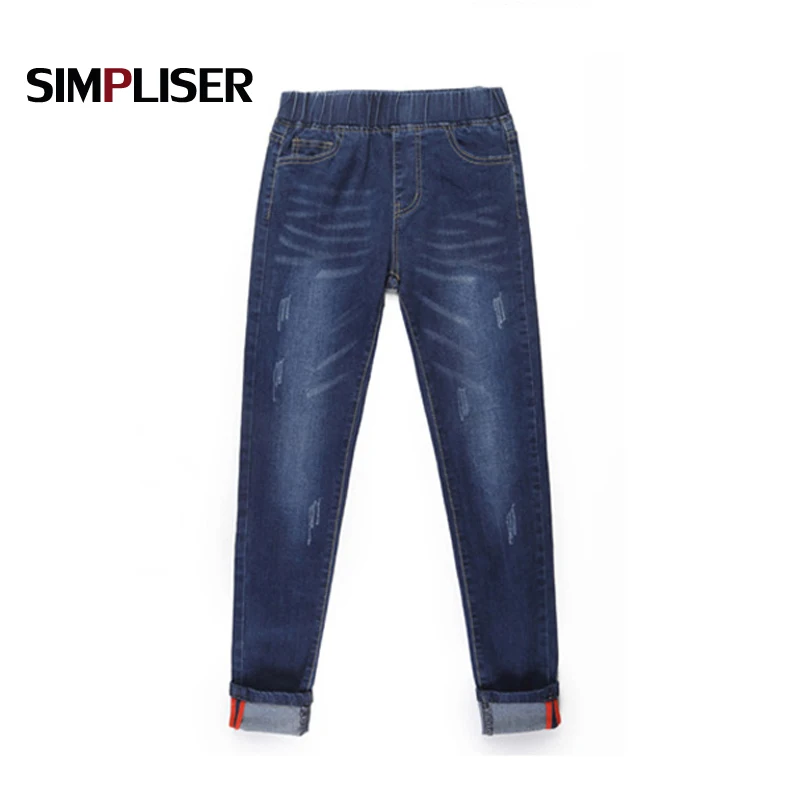 Лосины из джинсовой ткани эластичные женские штаны 2018 облегающие брюки черные