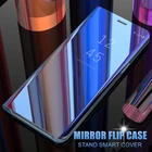 Умный зеркальный флип-чехол для телефона Samsung Galaxy Note 10 Note20 Plus A6 A7 J4 J6 2018 A10E A20 A30 A40 A50 A70 кожаный чехол-подставка