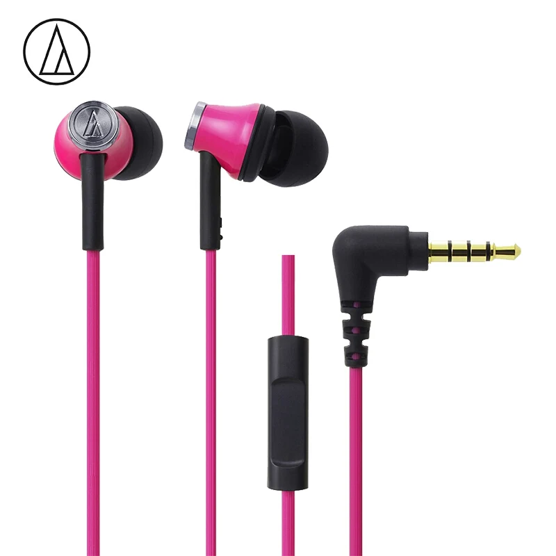pink Audio-Technica ATH-CK330IS проводные наушники 3,5 мм разъем в уши с микрофоном проводное управление для Xiaomi huawei Oppo и т. Д - Color: pink