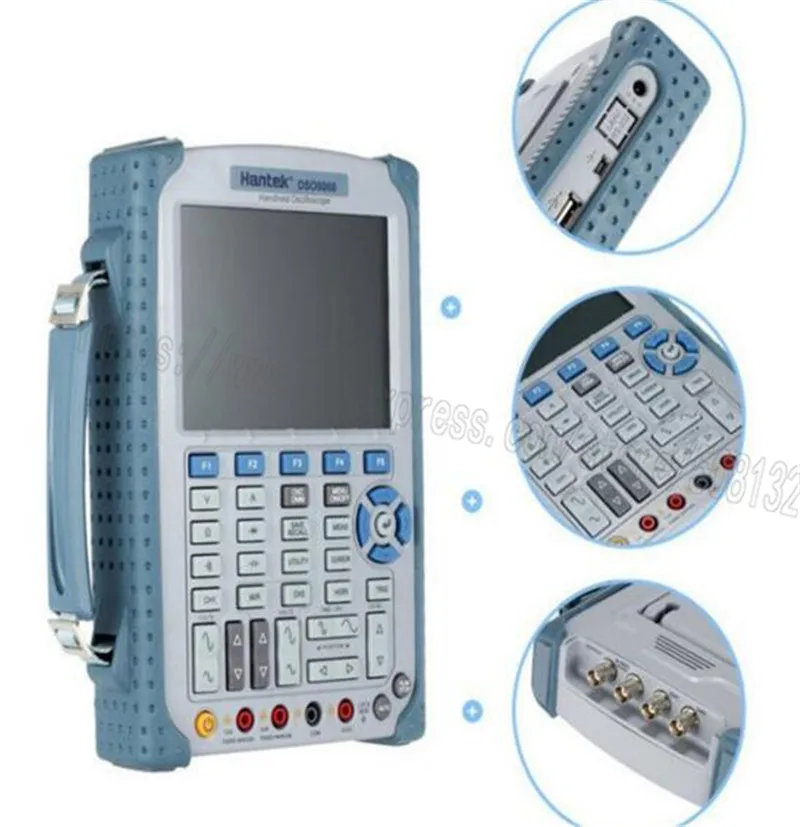 Ручной Osciloscope Hantek DSO8060 60 МГц 2 канала 250MSA/s большой 5 7 дюймовый TFT цветной ЖК