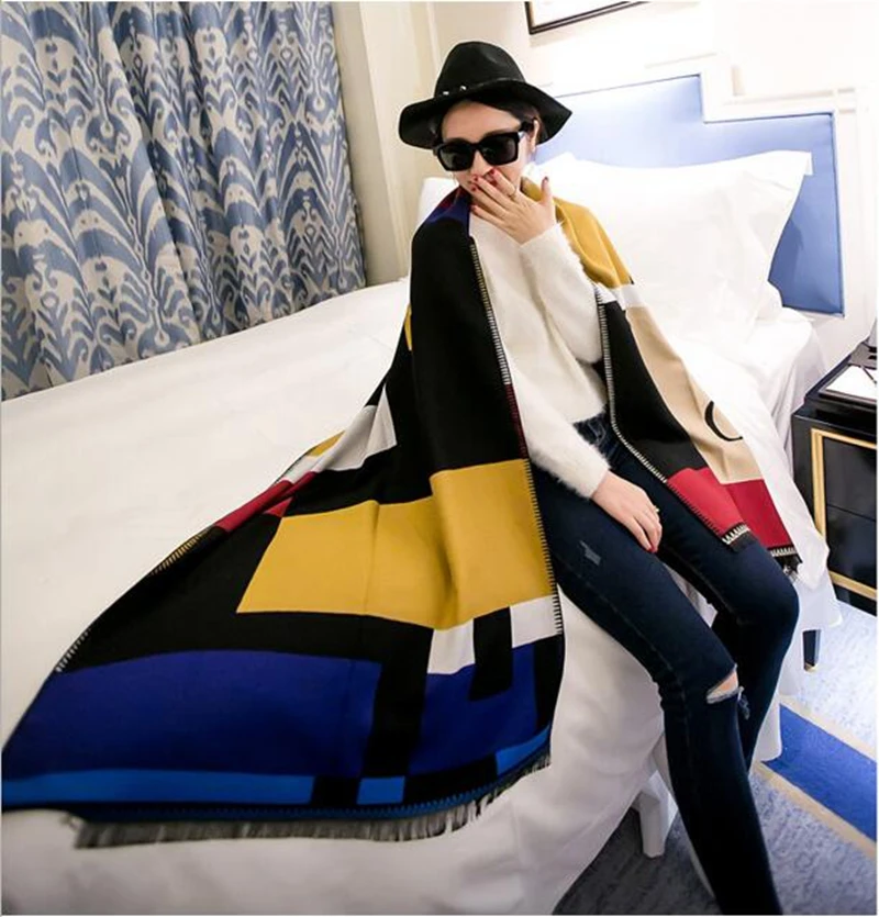 

Woman winter new super-thick plaid scarf shawl