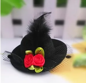 2 Flower Black Горячая Распродажа, Детские вечерние заколки с цветами и перьями, праздничная детская заколка для волос, аксессуары для волос для детей, подарок на день рождения для девочек - Окраска металла: 2 Flower Black