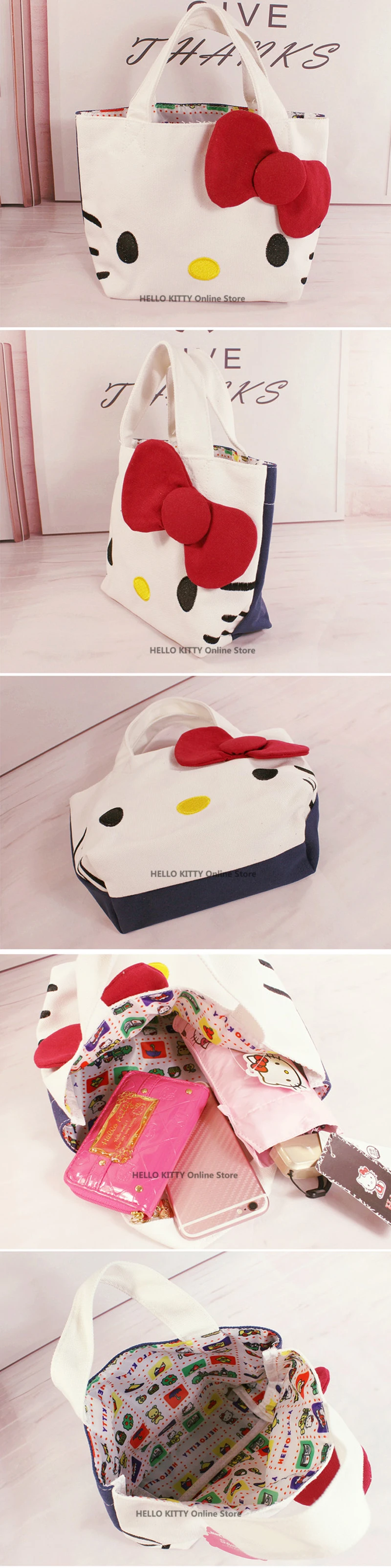 Сумка hello kitty, ручная сумка hello kitty, ручная работа, милый мультяшный рюкзак для девочек, для покупок, нейлоновый, портативный, плюшевый рюкзак, школьный, для путешествий