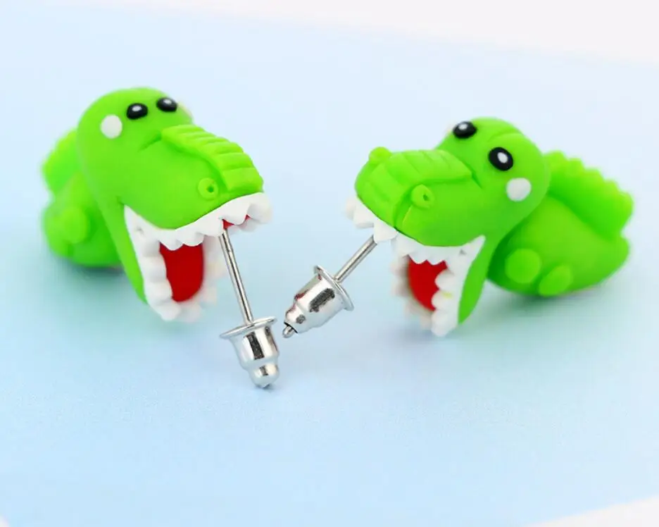 Серьги-гвоздики женские из полимерной глины с 3d-изображением животных |