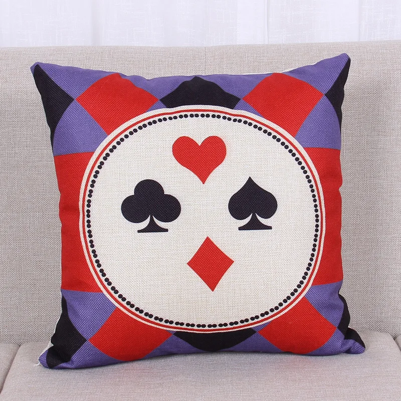 New Poker Design Throw Decorative Cotton Linen Pillow Case Cushion Hot Sale | Дом и сад