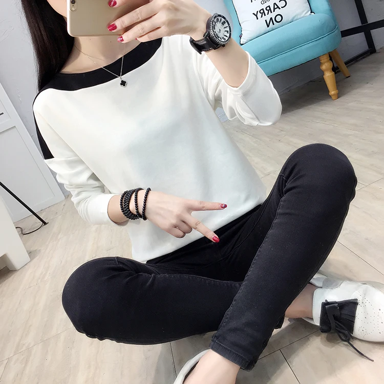 Blusas Mujer De Moda Осенние повседневные хлопковые блузки с вырезом лодочкой Лоскутные рубашки с длинным рукавом для женщин размера плюс женская одежда