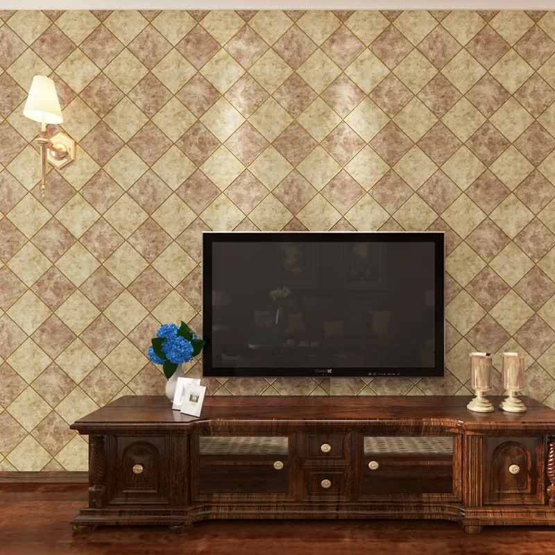 beibehang papel de parede American country bronzing diamond lattice non-woven wallpaper bedroom living room dining backdrop |