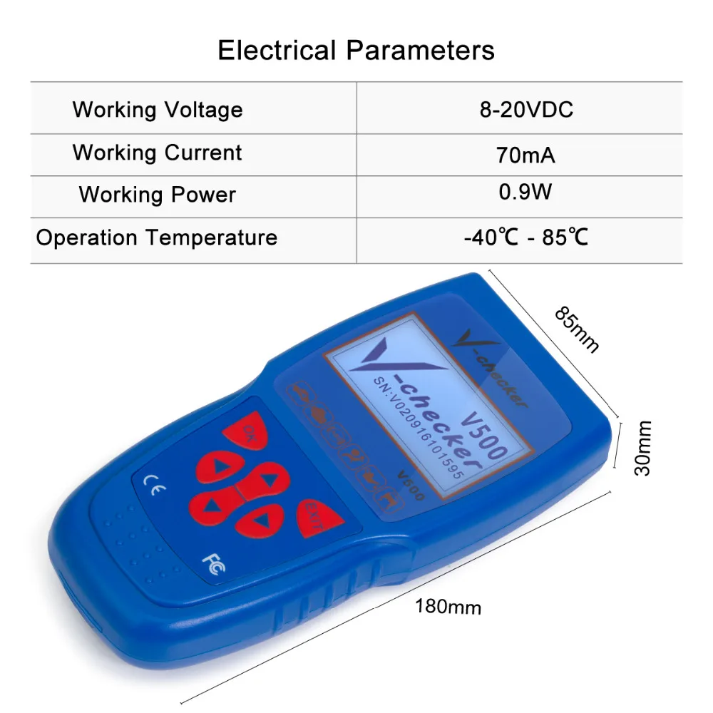 V-checker V500 Auto Code Reader EOBD OBD2 Scanner Scan Tool Testing Engine/Transmission/ABS/Airbag System | Инструменты