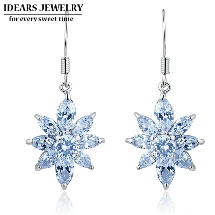 IDEARS Free shipping.18K Gold Plated Star Fashion crystal Drop Earrings flower with Multicolor Zircon For Women Luxury ID000138 | Украшения