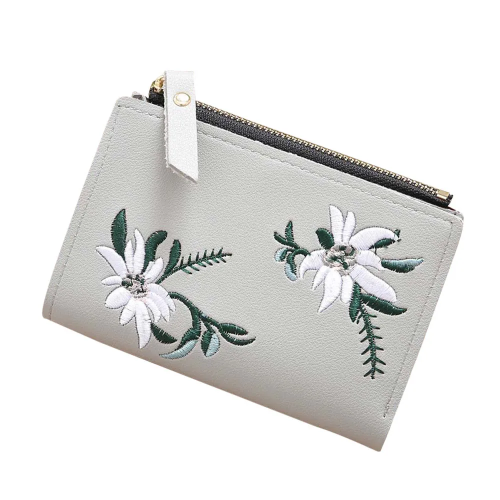 

OCARDIAN Wallet Fashion Short Women Embroidery Zipper Wallet For Credit Cards Coin Purse Card Holders Handbag F27