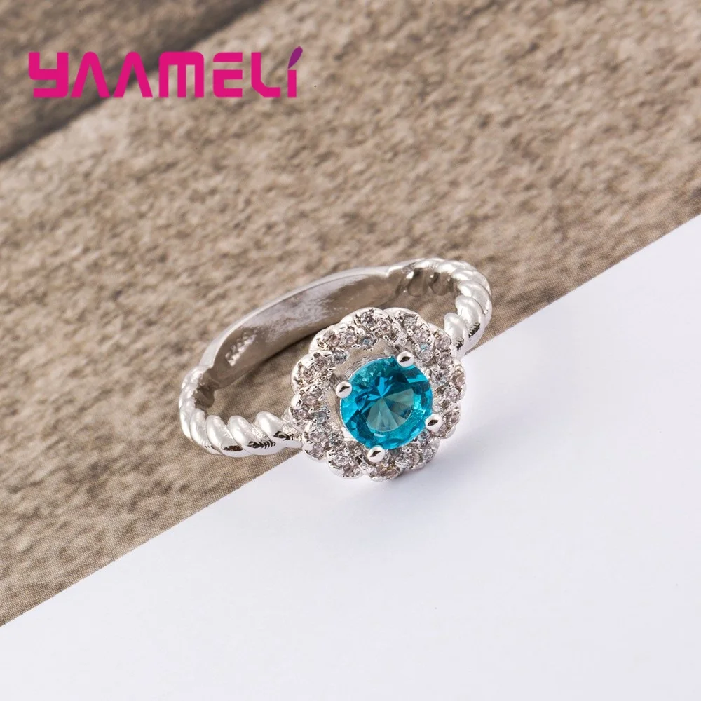 New Style Wedding Ring Top Quality Jewelry With Blue Clear Zirconia Stone 925 Sterling Silver Accessories Hot Sale | Украшения и