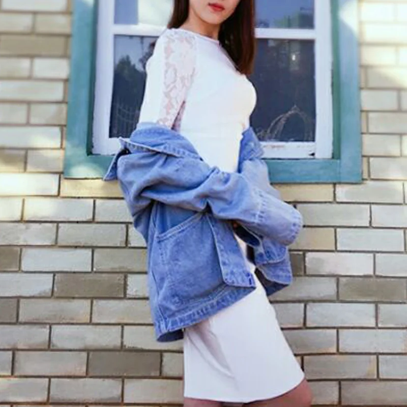 Женское кружевное платье миди INDRESSME однотонное облегающее с длинным рукавом и