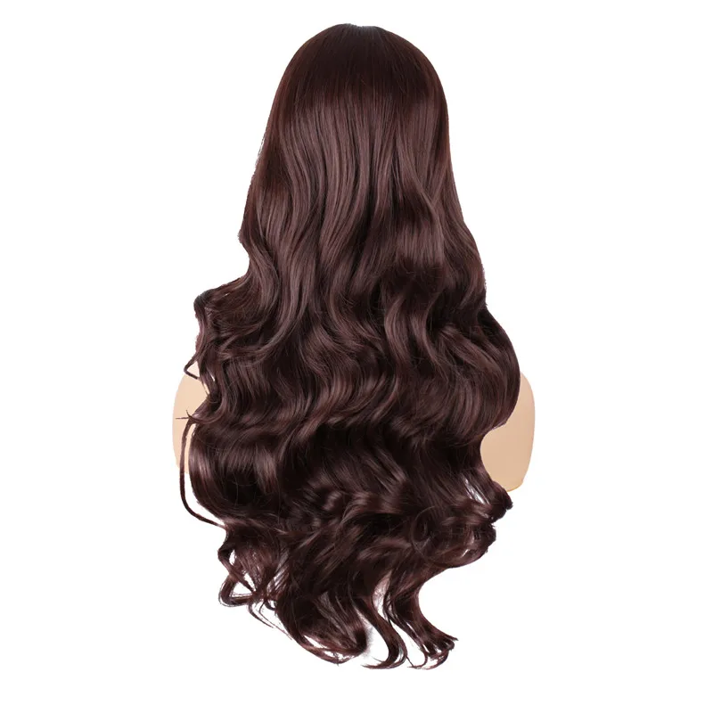 Dark Brown MapofBeauty длинные волнистые волосы парики для женщин термостойкие косплей парик Хэллоуин вечерние светильник темно-коричневый черный синтетические волосы - Цвет: Dark Brown