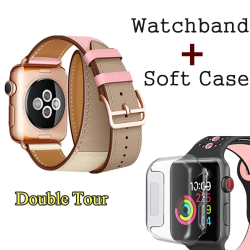 Ремешок с пряжкой из розового золота для Apple Watch, ремешок 38 мм, 42 мм, 44 мм, 42 мм, Свифт, кожаный браслет с одной петлей для iWatch, серия 5, 4, 3 - Цвет ремешка: Rose Sakura Craie