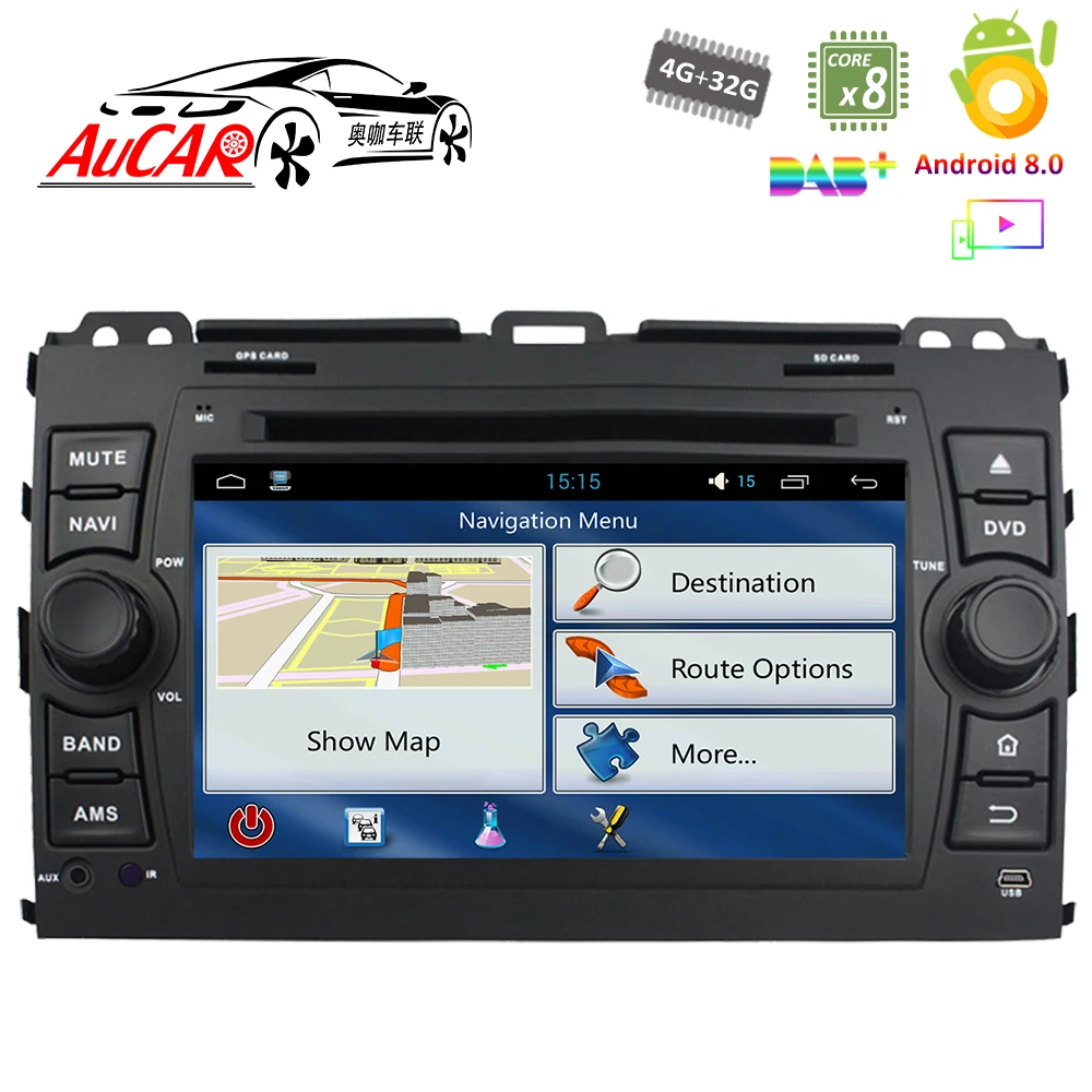 Android 8 0 7 &quotавтомобильный dvd плеер для Toyota Prado 120 Land Cruiser 2002 2009 автомобильный аудио