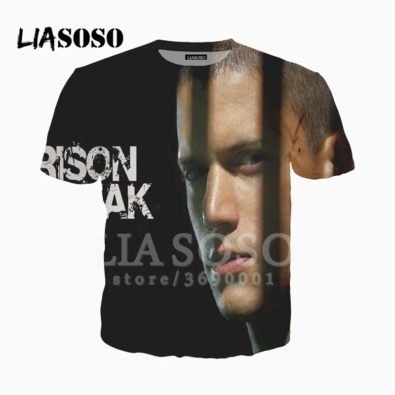 LIASOSO/футболка в стиле унисекс с 3D принтом футболка фильма тюрьма Майкла Скофилда