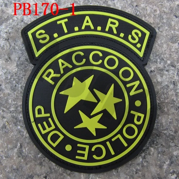 PB170 Yellow 3D ПВХ патч Biohazard зонтик корпорация енота полиции DEP S.T.A.R.S Резиновый патч - Цвет: PB170 Yellow