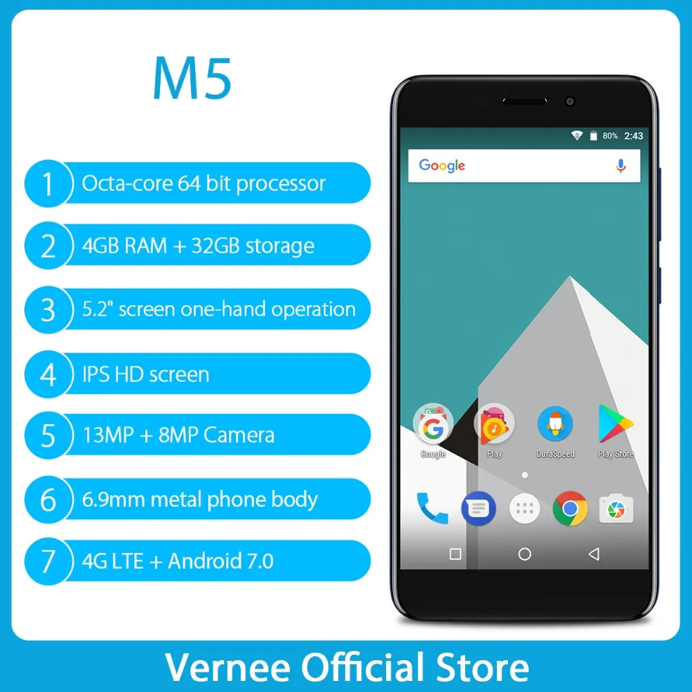 Vernee M5 MT6750 Восьмиядерный Android 7 0 мобильный телефон 4G Оперативная память 64G