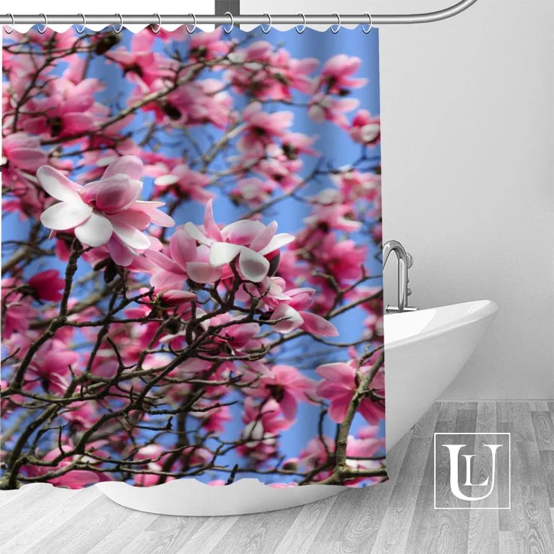 

Custom Flowering trees Bath Curtain Fabric Modern Shower Curtain bathroom beautiful Curtains Bath decor