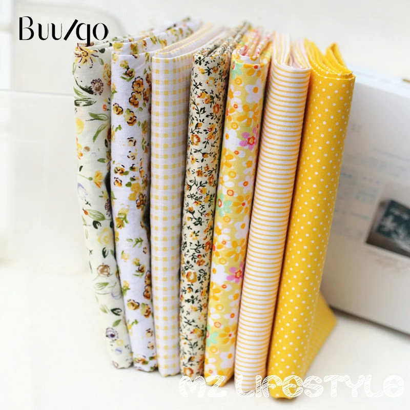 Buulqo 7 шт./лот 25*25 см толстая квадратная стеганая ткань Лоскутная Желтая серия