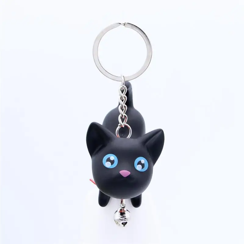 

Cute Cartoon Dolls Small Black Cat KeyChain Porte Clef Women KeyRing Car Trinket Couple Key Chains